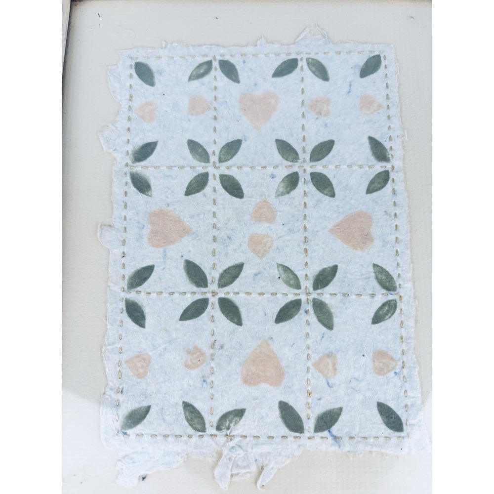 Vintage Framed Textile Heart Art Cottagecore Wall Decor